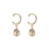 Wholesale Geometric Stud Earrings With 925 Sterling Silver Posts, Copper Base Electroplated And 14K Real Gold Plated Featuring Zircon Inlay