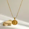 Wholesale Electroplated Portrait Pendant Necklace For Women With 18K Gold Plated Stainless Steel And Zircon, PVD Coated Snake Chain