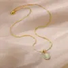 Wholesale PVD Coated Real Gold Plated Geometric 304 Stainless Steel Cat's Eye Stone Elegant Sweet Waterproof Non Tarnish 304 Stainless Steel Lobster Trigger Clasp Closure Pendant Necklace