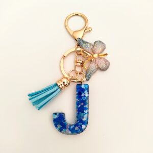 Blue letter keychain pendant/J