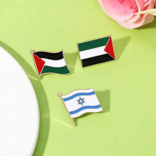 Wholesale Creative Personalized Flag Series Badge Palestinian And Israeli Flag Brooch Decoration Alloy Jewelry