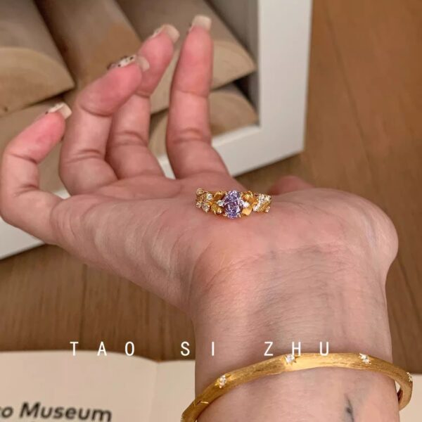 Wholesale Antique bronze Bauhinia and starry sky open ring