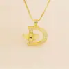 Wholesale New Fashion Classic Bee Diamond Embedded 26 English Alphabet Gold Plated Copper Link Necklace For Women Ins Style Gold Color