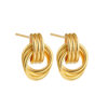 Wholesale 18K Gold and Silver Double Color Earrings Stereo Double Ring Simple 3-layer Coil Wound Earrings Earrings