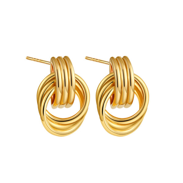 Wholesale 18K Gold and Silver Double Color Earrings Stereo Double Ring Simple 3-layer Coil Wound Earrings Earrings