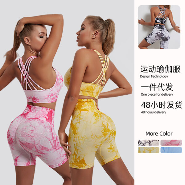 oly-6fb31b45ca048b36f9be6fa0c078121c Wholesale Seamless Yoga Suit Women's High Waist Tie Dye Yoga Pants Sports Bra Suit Fitness Yoga Suit Women
