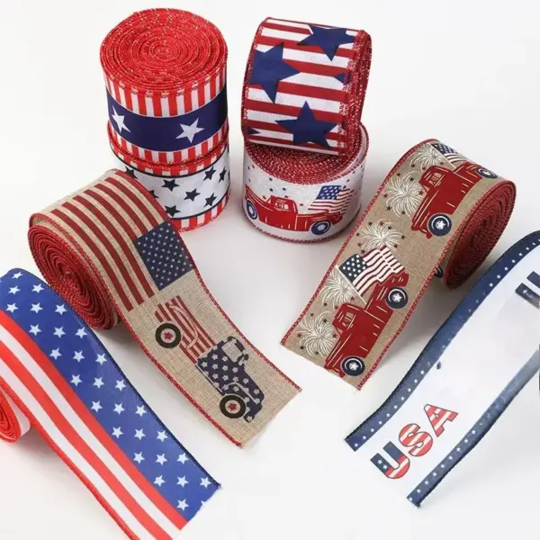 oly-6fb399e6c60e5b1922ac5e73a3ab65fe Wholesale Decorative Ribbon Car Star DIY Bow Decoration Patriotic Atmosphere Event