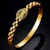 Wholesale Heart Shape Waterproof Non Tarnish Gold Bangle For Women In Simple Style With Artificial Rhinestones, 304 Stainless Steel