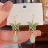 Wholesale Elegant Butterfly Drop Earrings Women's New Chinese Style Retro Cold Tone Fashionable Versatile Geometric Pattern Gold Plated Copper