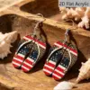 Wholesale Retro Print Slippers Drop Earrings For Women In White & Red With 304 Stainless Steel Ear Pins