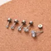 Wholesale 1 Piece 316L Stainless Steel Zircon Ear Cartilage Rings & Studs Geometric Round Waterproof Non Tarnish Surgical Steel Unisex