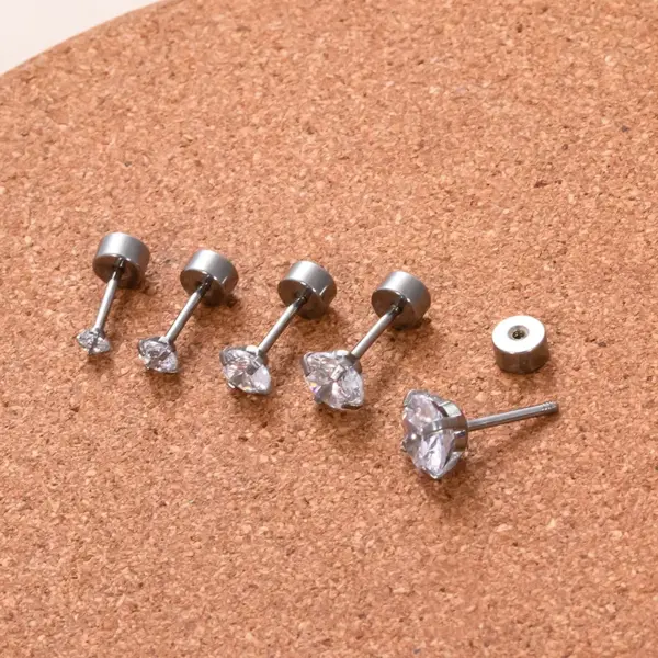 Wholesale 1 Piece 316L Stainless Steel Zircon Ear Cartilage Rings & Studs Geometric Round Waterproof Non Tarnish Surgical Steel Unisex