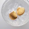 Wholesale 304 Stainless Steel Shell PVD Coated 18K Gold Plated IG Style Vacation Plating Ear Studs