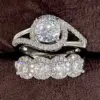 Wholesale Lady Geometric Copper Inlay Zircon Rings
