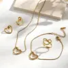 Wholesale Trendy Fashion Style 304 Stainless Steel Heart Earrings Ring Bracelet Necklace Jewelry Set Water Plating - Nihaojewelry