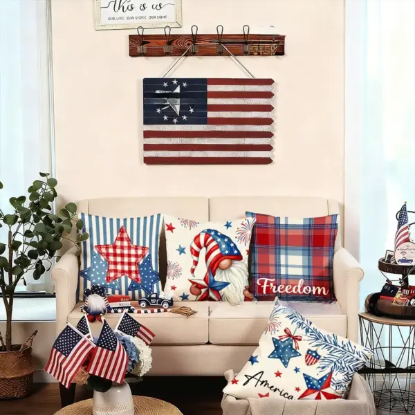 Wholesale Plush Household Pillow Case Featuring American Flag Pattern, Perfect For Independence Day Decor