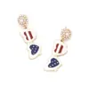 Wholesale Enamel Glasses Earrings For Women In Colour, Made With Durable Zinc Alloy, Perfect For Independence Day