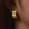 Wholesale PVD Coated Real Gold Plated 18K Gold C Shape 304 Stainless Steel Simple Style Shiny Waterproof Non Tarnish Earrings