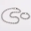 Wholesale AML Trendy Hip-Hop 304 Stainless Steel 10mm Round Bead Chain 18k Gold Plated Bracelet Necklace Set