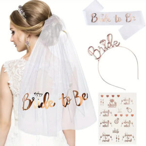 Wholesale Bachelorette Prom Carnival Party Headband Crown Shoulder Strap Sticker Rose Gold Bronzing Veil Diamond Headband suit