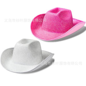 Wholesale Silver Glitter Cowboy Hat Western Cowboy Glitter Cowboy Hat Halloween Glitter EVA Composite Stretch Hat