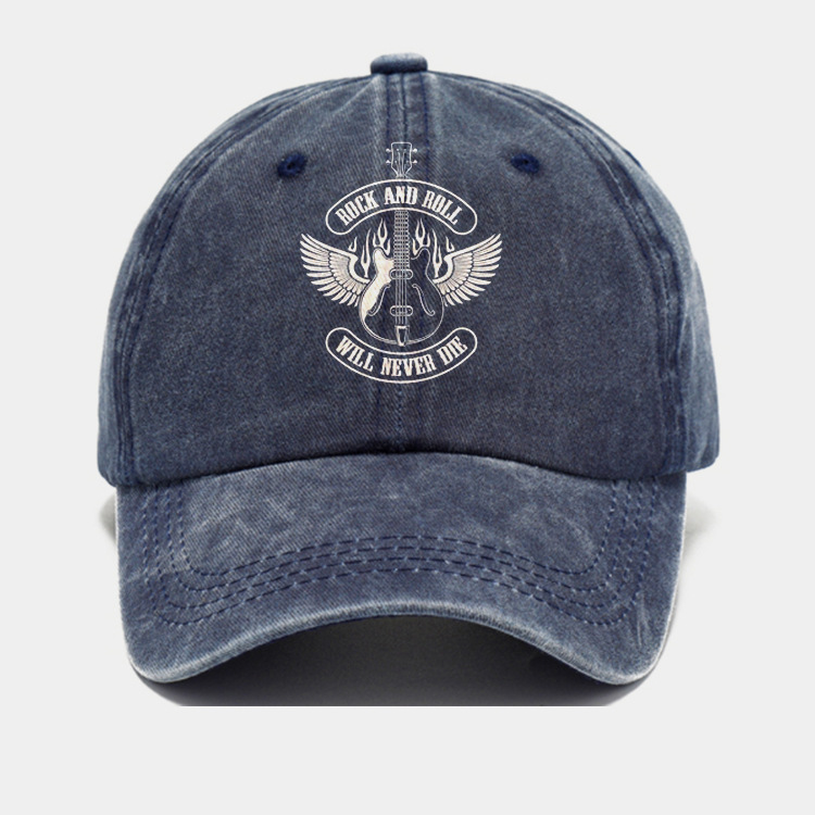 Wholesale European and American Vintage Washed Cotton Baseball Cap for Men, Cross-Border Soft Top Dad Hat with Printed Duckbill Cap