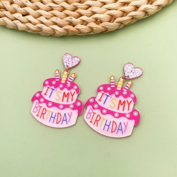 Wholesale Creative Atmosphere Party happy birthday Birthday Cake Coffee Cup Earrings Holiday Memorial Earrings