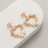 Wholesale Heart Shape Stud Earrings For Women With 925 Sterling Silver Posts, Copper Base, Electroplated Gold Plating, And Rhinestone Inlay