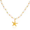 Wholesale Sweet Summer Vacation Style Stainless Steel Starfish Necklace Bracelet Set Unisex Sea Shell Chain Jewelry Accessories