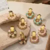 Wholesale Elegant Shell Shaped Enamel Drip Oil Non-Fading Earrings For Women Fashionable Luxury Stainless Steel Jewelry