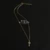 Wholesale 304 Stainless Steel Cross Electroplated Zircon Gold Plated Glam Modern Style Shiny Plating Inlay Gold Necklace