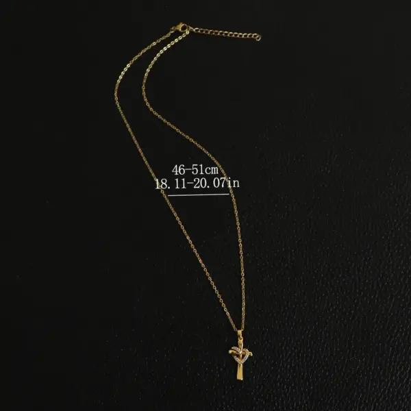 Wholesale 304 Stainless Steel Cross Electroplated Zircon Gold Plated Glam Modern Style Shiny Plating Inlay Gold Necklace