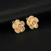 Wholesale Unisex Copper Drop Earrings Featuring Flower Design With Zircon Inlay, Stylish Stud Earrings