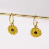 Wholesale Fashionable Plated Flower Earrings Color Preservation Drop Oil Polished Copper Casual Modern Minimalist Style