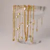 Wholesale Women's Classic Style 18K Gold Plated 304 Stainless Steel Oval Pendant Necklace With White Diamond And Zircon Geometric Pattern (Jewelry) Waterproof And Fade Resistant