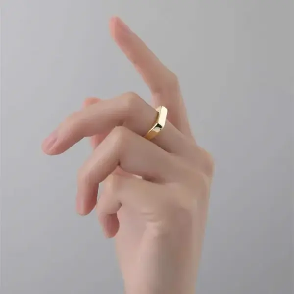 oly-7059fbf1f03dd1be9f81013e4af1d096 Wholesale Unisex Rectangle Rings Crafted From Hypoallergenic 316 Stainless Steel With 18K Real Gold PVD Coating