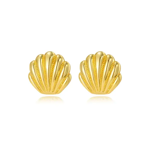 Wholesale 1 Pair Casual Hawaiian Commute Jellyfish Shell Copper 18K Gold Plated Ear Studs