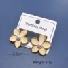 Wholesale 304 Stainless Steel Flower PVD Coated 18K Real Gold Plated IG Style Elegant Vacation Ear Studs