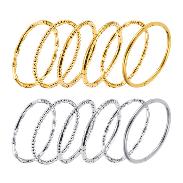 Wholesale Stainless steel bamboo-joint eco-friendly bracelet, irregular gold bracelet, mirror bracelet, titanium steel bracelet