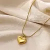 Wholesale 304 Stainless Steel Heart Shape PVD Coated Stone-Free 18K Real Gold Plated Affordable Luxury Style Gold Plated Pendant Necklace