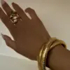 Wholesale Basic Simple Style Solid Color 304 Stainless Steel 18K Gold Plated Bangle In Bulk