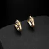 Wholesale Snake Pattern Copper Earrings For Women With Electroplated Gold Plating And Gem Inlay