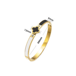 18k four-leaf clover bracelet-gold black and white