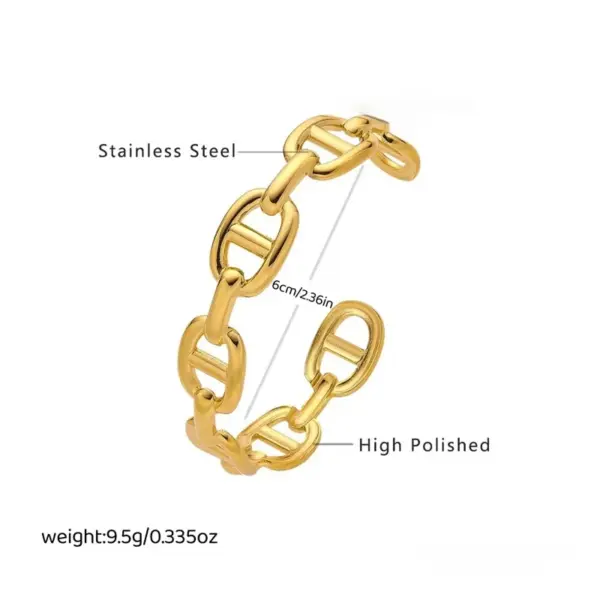 Wholesale H Letter 304 Stainless Steel Geometric Pig Nose C-shaped Open Adjustable Bracelet Trendy Style