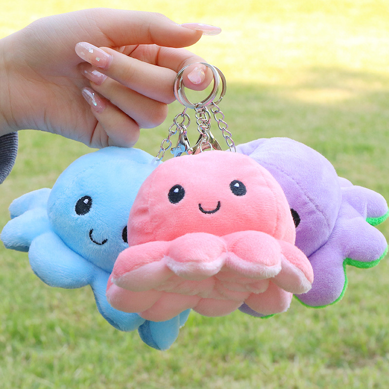 Wholesale Creative Cute Flip Face Octopus Keychain Plush Pendant Doll Plush Toy Bag Pendant