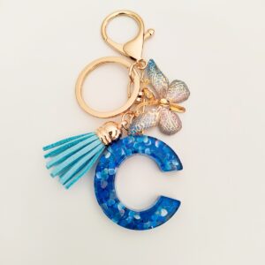 Blue letter keychain pendant/C