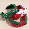 Wholesale Christmas Pearl Hairband Women's High Top Santa Claus Headwear Rhinestone Wide Edge Holiday Hair Accessory