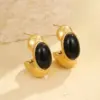 Wholesale PVD Coated Real Gold Plated Oval 304 Stainless Steel IG Style Vintage Style Simple Style Waterproof Non Tarnish Ear Studs