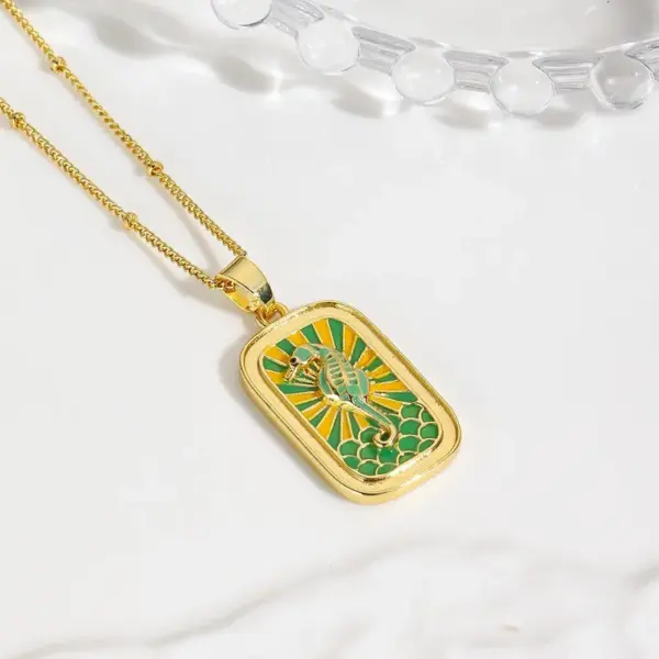 Wholesale Handmade Animal Pendant Necklace In Golden Plated Copper With Water Plating, Featuring Ball Chain For Sibling Suit
