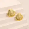 Wholesale Waterproof Non Tarnish Shell Stud Earrings For Women With 0.03µm 18K Real Gold Plated 304 Stainless Steel Water Plating